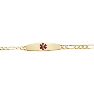 Picture of 14K Yellow Gold 7 Inch Ladies Medical Id Bracelet Red Enamel