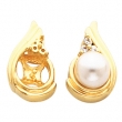 14K Yellow Gold Right Earring For Pearl