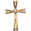 14K Yellow Gold Cross Pendant With Diamond