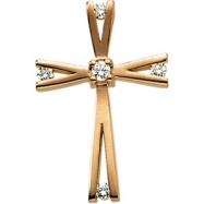 Picture of 14K Yellow Gold Cross Pendant With Diamond