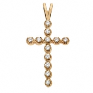 Picture of 14K Yellow Gold Cross Pendant With Diamond