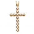 14K Yellow Gold Cross Pendant With Diamond