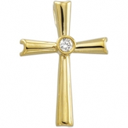 Picture of 14K Yellow Gold Cross Pendant With Diamond