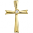 14K Yellow Gold Cross Pendant With Diamond