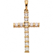 Picture of 14K Yellow Gold Cross Pendant With Diamond