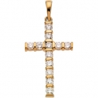 14K Yellow Gold Cross Pendant With Diamond