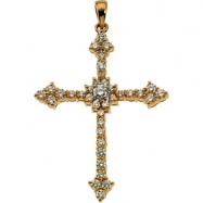 Picture of 14K Yellow Gold Cross Pendant With Diamond