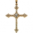 14K Yellow Gold Cross Pendant With Diamond