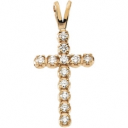 Picture of 14K Yellow Gold Cross Pendant With Diamond