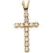 14K Yellow Gold Cross Pendant With Diamond