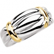 Sterling Silver & 14k Yellow Gold Ring Two Tone Band