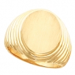 14K Yellow Gold Gents Signet Ring With Brush Finished Top