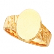 14K Yellow Gold Gents Signet Ring With Brush Finished Top