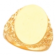 14K Yellow Gold Gents Signet Ring With Brush Finished Top