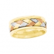 14K Yellow White Rose Gold Tri Color Bridal Hand Woven Band