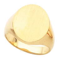 Picture of 14K Yellow Gold Gents Solid Oval Signet Ring With Brush Finished Top