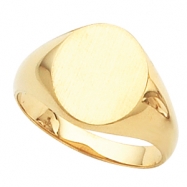 Picture of 14K Yellow Gold Gents Solid Oval Signet Ring With Brush Finished Top
