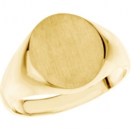 Picture of 10K Yellow Gold Gents Solid Oval Signet Ring With Brush Finished Top
