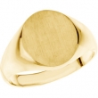14K Yellow Gold Gents Solid Oval Signet Ring With Brush Finished Top