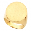 14K Yellow Gold Gents Solid Oval Signet Ring With Brush Finished Top