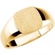 14K White Gold Gents Solid Signet Ring With Brush Finished Top
