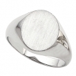 14K White 18.00X16.00 MM Gents Signet Ring W/brush Fini
