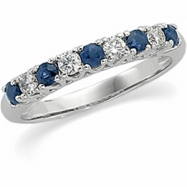 Picture of 14K White Gold & Saph Bridal Anniversary Band  Diamond quality AA (I1 clarity G-I color)
