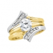 14K White Yellow Gold Two Tone Bridal Ring Guard  Diamond quality A4 (SI1 clarity G-I color)