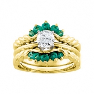 Picture of 14K Yellow Gold Bridal Ring Guard Genuine Emerald