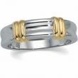 14K Yellow White Gold Gents Two Tone Duo Bands