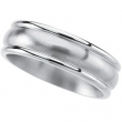 Titanium 7mm Satin And Polished Slighlty Grooved Slightly Domed Band