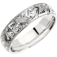 Picture of 14K White Gold Hand Engraved Band