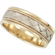 14K Yellow White Gold Bridal Duo Hand Woven Comfort Fit Band