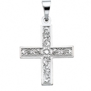 Picture of 14K White Gold Greek Cross Pendant With Ornate Design