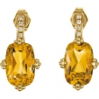 14K Yellow Gold Pair .06 Genuine Citrine And Diamond Earrings  Diamond quality AA (I1 clarity G-I color)