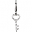 14K White Gold Diamond Key Charm