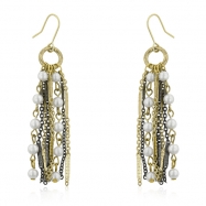 Picture of Two-Tone Pearl Dangle Earrings