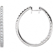Picture of 14kt White 1/4 CTW Pair 1/4CTW Diamond Inside-Outside Hoop Earrings
