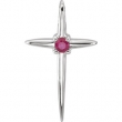 14kt White Complete with Stone Ruby Polished Ruby Cross Pendant