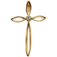 Picture of 14kt White Cross Pendant with Diamond