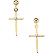 Picture of 14kt White Pair .01CTW Diamond Cross and Ball Earring