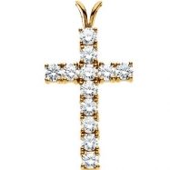 Picture of 14kt White 24.00X15.00 mm Cross Pendant with Diamond
