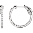 Platinum Diamond White 1/2 Pair Polished Inside-Outside Hoop Earrings