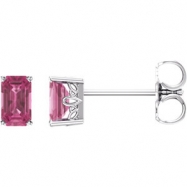 Picture of 14kt White Complete with Stone Pink Tourmaline 05.00X03.00 mm Pair Polished Pink Tourmaline Earrings With Backs