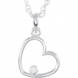 14kt White Necklace Diamond .02CTW Diamond Heart Necklace