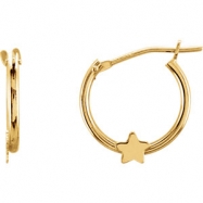 Picture of 14kt Yellow EARRING Complete No Setting NONE Pair NONE YOUTH HOOP ER W/STAR & PKG