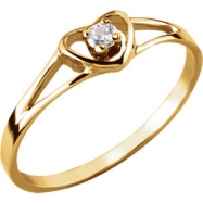 Picture of 14kt Yellow Ring Complete with Stone 03.00 HEART 02.00 MM CZ Polished YOUTH HEART CZ RING WITH PKG