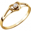 14kt Yellow Ring Complete with Stone 03.00 HEART 02.00 MM CZ Polished YOUTH HEART CZ RING WITH PKG