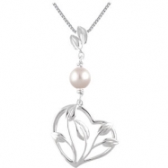 Picture of 14kt White Pendant Complete with Stone Round 07.00 MM NONE Polished FRESHWATER CULTURED PEARL PEND