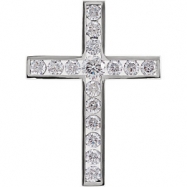 Picture of 14kt White Pendant Complete with Stone NONE 02.80 AND 04.10 MM Polished DIA CROSS PENDANT